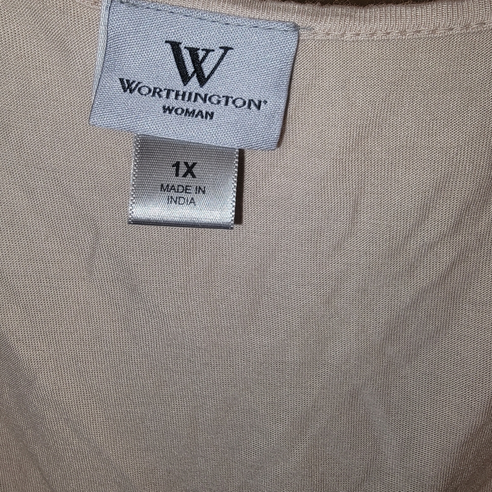 Womens Plus Sz 1X Worthington Beaded Cream Fancy Tank Top Shirt - Picture 3 of 6